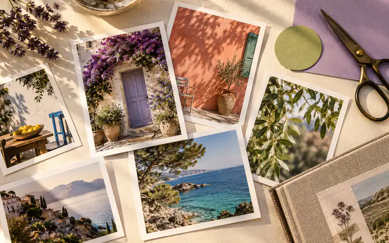 Petits tirages photo et souvenirs dans un carnet